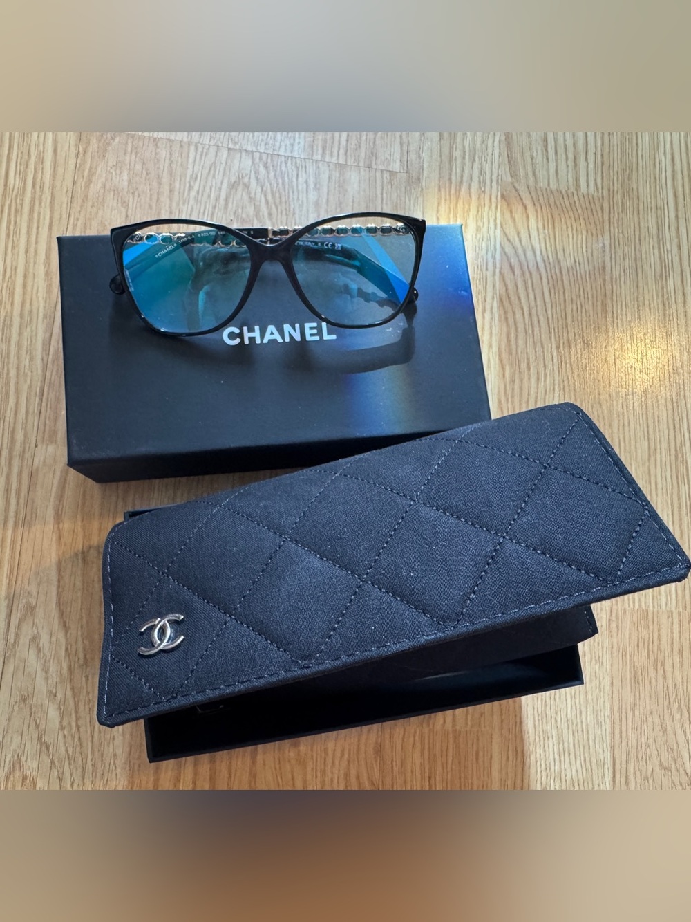 ✨ New CHANEL Black Eyeglasses / Blue Light Glasses Frame ✨ Chained CC Logo - Picture 1 of 8